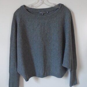 VINCE pure cashmere gray pullover short waist crop bat wing sweater Oversize XS